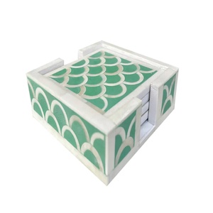Export Quality Decorative Bone Inlay Coasters <b>Set</b> MDF Board and Resin Coaster <b>Set</b> <b>Square</b> by Lametierartz Indian Manufacturer - Product Image 1