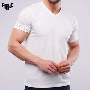 T-shirts pour hommes en coton de haute qualité, coupe ample, col en V, style streetwear décontracté, basique, fournisseur OEM ODM, étiquette privée - Product Image 1