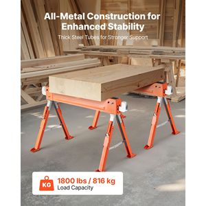 Set di 2 Cavalletti da Lavoro Pieghevoli Resistenti, Capacità di Carico 1800 Libbre, Altezza Regolabile, Nuovi o Usati - Product Image 3