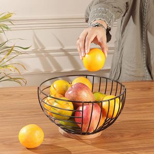 Panier à fruits rond en fil métallique pour comptoir de cuisine, corbeille de rangement ouverte pour fruits et légumes, organisateur de table décoratif - Product Image 2