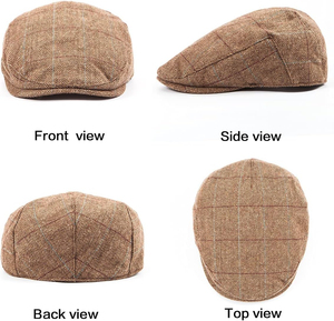 High Quality Wholesale Men Ivy Hat Newsboy <b>Cap</b> - Classic <b>Wool</b> Blend Tweed <b>Flat</b> <b>Cap</b> Cabbie Hat Men - Product Image 3