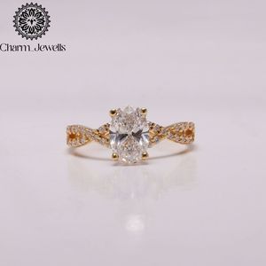 Bague de fiançailles pour femme Charm_Jewells en moissanite taille coussin, certifiée IGI, plaquée or 18 carats, sertissage classique à griffes, bande pavée, 3 g - Product Image 5