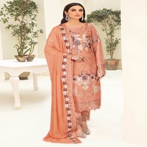 Ramsha Nayab 3ชุดชีฟองปากีสถาน3ชิ้นสำหรับผู้หญิงชุดปาร์ตี้งานแต่งงานเทศกาล - Product Image 4