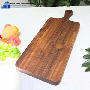 Plateau de service décoratif en bois personnalisé avec poignée, pour contact alimentaire, finition polie, écologique, usage résidentiel, fabriqué au Vietnam - Product Image 4