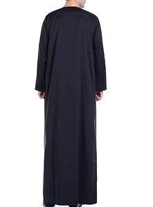 Breathable Fine Quality <b>Men's</b> <b>Thobe</b> Islamic Clothing Cotton Jubbah <b>Men's</b> Thobes Prayers Custom Premium Plain Black Thobes - Product Image 3