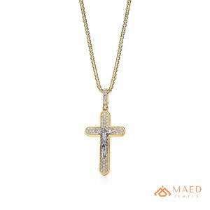 Pendentif Croix Plaqué Or Sertie de Micro-Moissanites, Bijou Hip-Hop Unisexe pour la Mode - Product Image 1