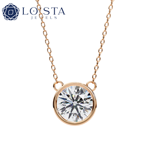 Collar con Colgante de Diamante de Corte Brillante Redondo para Mujer, Cadena de Plata Minimalista para Uso Diario, Diamante Natural Color G, Marca LOSTA - Product Image 3