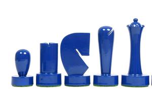 Juego de ajedrez premium de la serie Berliner, piezas de madera azules y blancas, Rey de 3.7 pulgadas, a un precio asequible. - Product Image 5