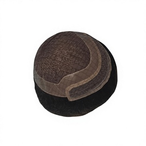 Capless <b>Wig</b> Cap Human Hair Toupee Swiss Lace Front 64 Net <b>Men</b> Hair Piece Black Style - Product Image 5