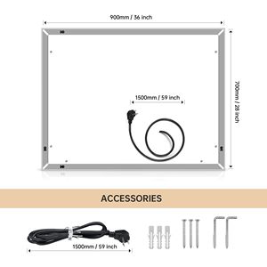 Specchio da Bagno a Parete LED 36FT * 28FT ad Alta Luminosità con Antiappannamento, Dimmer Controllabile Separatamente e Cornice in Alluminio - Product Image 2