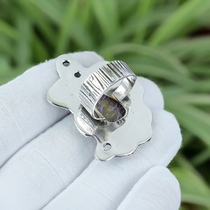 Handmade Pear Purpurite <b>Ring</b> 925 Sterling <b>Silver</b> Size 7 Unique Elegant Fashion Gemstone Jewelry - Product Image 2