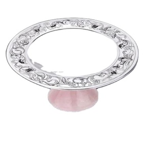 สีเงินและสีชมพูการออกแบบที่ทันสมัยโลหะและยืนเค้กเรซินยืนเค้กที่ไม่ซ้ำกันสำหรับบ้านแต่งงานวันเกิดปาร์ตี้เค้กโรงแรมที่ให้บริการ - Product Image 1