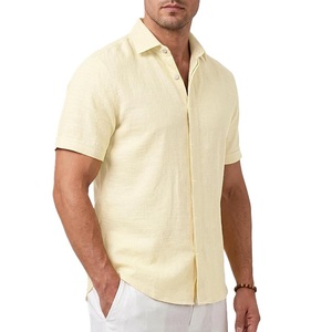 Chemise décontractée à manches courtes, boutonnée, à motif à carreaux, pour adulte, en tissu tricoté 100% coton, écologique, infroissable, export BD - Product Image 1