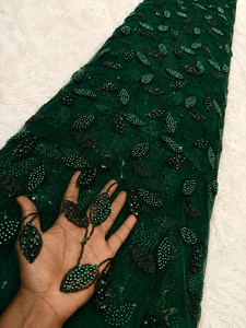 Tissu en dentelle brodée perlée avec sequins et perles pour la mode africaine, vêtements, sourcing, export, commerce, acheteur - Product Image 3