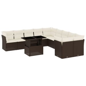 Conjunto de Sofás de Jardín en Color Marrón y Blanco Crema - Product Image 2