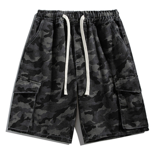 Pantalones Cortos de Mezclilla con Camuflaje Retro Americano para Hombre, Pantalones Cortos de Trabajo de Pierna Recta a la Moda para Verano, Estilo Hiphop - Product Image 1