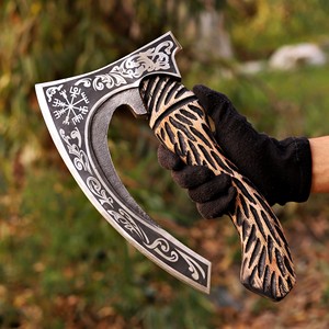 Cortador de Pizza Estilo Vikingo, Hacha Hecha a Mano de Acero con Alto Contenido de Carbono, Hacha de Cocina Rústica, Herramienta para Pizza - Product Image 1