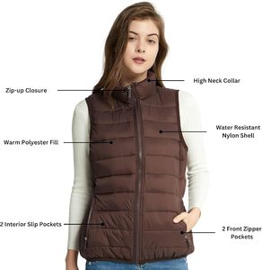 <b>Women's</b> Lightweight Breathable Insulated Puffer Vest OEM Manufacturer Custom Logo <b>Sleeveless</b> Quilted <b>Jacket</b> Stand Collar Casual - Product Image 3