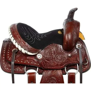 Silla de Montar de Cuero Occidental de Alta Calidad Personalizable de 10 a 18 Pulgadas para Carreras de Barriles y Senderismo, Cómoda para Montar a Caballo - Product Image 1