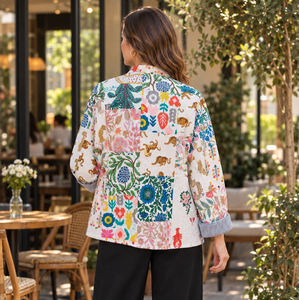Chaqueta de Algodón de Peso Medio, Transpirable, con Estampado Floral Bohemio, Bordada y Acolchada, Hecha a Mano, Estilo Indio, para Mujer - Product Image 2