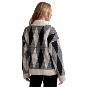 Veste en tricot jacquard pour femme, coupe ample, boutonnée, motif losanges, pull chaud, manteau décontracté pour l'hiver, vêtement d'extérieur à superposer - Product Image 4