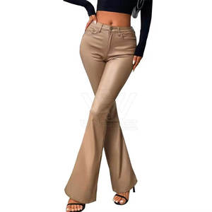 Top Quality Unique Design Leather Women's Pants 2025 New Arrival <b>Low</b> MOQ Women Leather Pants - Product Image 2