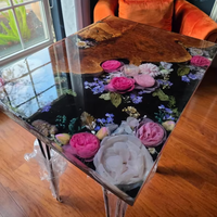 Plateau de table rectangulaire en bois d'acacia avec résine époxy – Design moderne de luxe, personnalisable, écologique, durable, pour retraite et Diwali