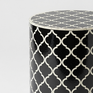 Mesa Auxiliar Industrial Moderna con Incrustaciones de Esmalte Blanco y Negro, Diseño Geométrico Hecho a Mano, para Recibidor o Dormitorio, Venta al por Mayor - Product Image 3