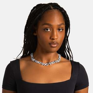 Women's 925 <b>Silver</b> Rhodium Plated Zircon Cross <b>Choker</b> Necklace Pave Setting Luxury Tennis Chain Freshwater Pearl Everyday Wear - Product Image 3