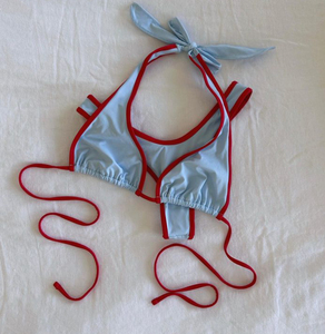 Ensemble de bikinis pour femmes, logo personnalisé, bikini triangle, couleurs contrastées, maillot de bain deux pièces, string, vêtements de plage sexy, style été - Product Image 5