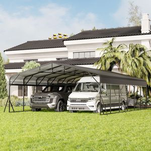 Tettoia per 3 Auto Rinforzata 20x30FT con Tetto in Acciaio Zincato e Telaio Triangolare per Condizioni Nevose e Ventose - Product Image 1