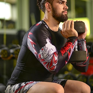 Men Long Sleeve Rash Guard <b>Compression</b> <b>Shirt</b> Graphic Print UV Protection Quick Dry Custom Logo OEM Bulk - Product Image 2