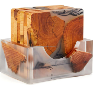 Resin Wood Tea Coasters Eco-Friendly Luxury Design Durable Surface Protection Smooth <b>Edges</b> Stylish for Modern Living Tea Coaster - Product Image 1