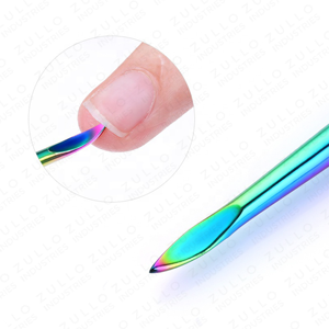 เครื่องมือทำความสะอาดเล็บแบบสองด้านเคลือบไทเทเนียมสีรุ้ง ทำจากสแตนเลสสตีล สำหรับดูแลเล็บมือและเล็บเท้าอย่างมืออาชีพ - Product Image 2