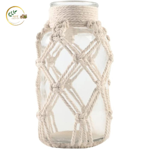 Vase à fleurs en jute naturel fait main – Support décoratif durable pour fleurs, idéal pour le salon et la décoration intérieure moderne - Product Image 2