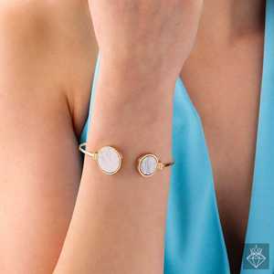 PRAO Anti-Tarnish <b>Fine</b> <b>Bangle</b> Bracelet Precious Stone Jewelry - Product Image 1