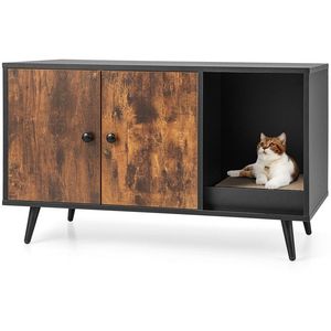 Enclos pour litière de chat à double porte, meubles et armoires pour animaux de compagnie - Product Image 2