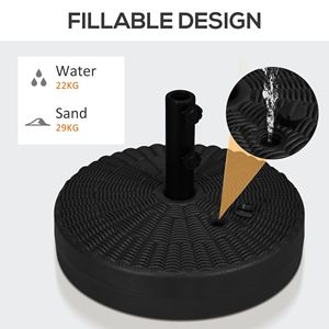 Base per Ombrellone da Giardino Nera per Pali da 1,5 o 2 Pollici, Supporto Rotondo Riempibile per Cortile - Product Image 5