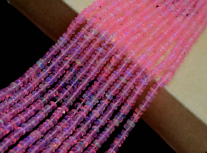 Perles de Rondelle lisse d'opale rose naturelle 3-4.5mm pour la fabrication de bijoux perles d'opale de Rondelle d'opale rose - Product Image 4