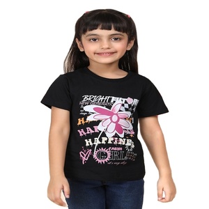Camiseta de cuello redondo Smart Look 100% algodón para niñas disponible en diferentes métodos de impresión seleccionados a mano para la venta - Product Image 1