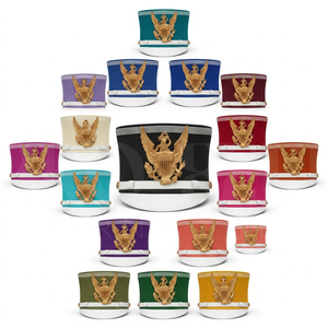 Custom Made Color Parade Cap with Custom Logo Embroidery Emblem White Visor Ceremonial Uniform <b>Hat</b> for Wholesale Cheap Price - Product Image 1