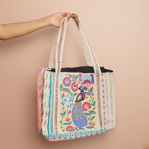 Sacs fourre-tout en coton perlé au design unique 2026 avec fermeture ouverte et broderie, prix de gros pour femmes par Whimsy Art Craft - Product Image 1
