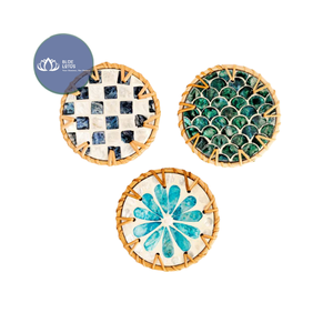 Posavasos de Cerámica y Ratán de Alta Calidad, Hechos a Mano, Venta al Por Mayor - Product Image 2