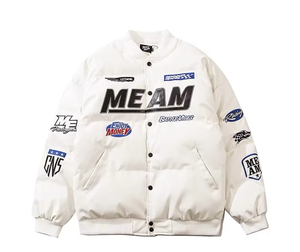 Veste d'hiver matelassée pour enfants en cuir synthétique PU noir brillant, brodée, imperméable et rembourrée - Product Image 3