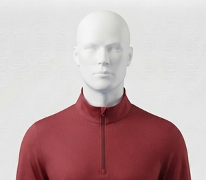 Haut tricoté rouge pour homme à col montant et fermeture éclair quart de tour, coupe droite, 100 % polyester, couleur unie, idéal pour l'automne, style formel - Product Image 4