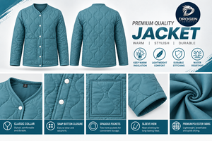 Chaqueta Acolchada Personalizada al por Mayor para Mujer, con Cuello sin Solapa, Botones a Presión, Cálida, Ligera e Informal - Product Image 2