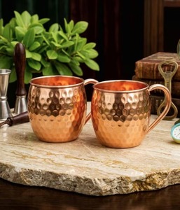 Tasses en cuivre faites à la main, tasses en cuivre artisanales, tasse en cuivre à finition martelée, tasse en cuivre polie - Product Image 1