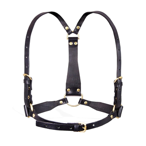 Arnés de Hombro Ajustable de Cuero para Hombre, Cinturón de Pecho Negro con Hebillas de Latón, Accesorio de Moda Gótico Punk Urbano - Product Image 1