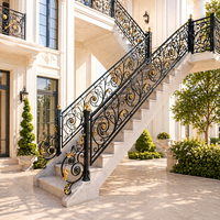 Barandilla de Escalera Moderna de Hierro Forjado, Pasamanos Decorativo para Escaleras, Balaustrada de Hierro Forjado Personalizada para Uso en Interiores y Exteriores