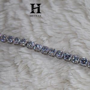 Luxury 14K White Gold <b>Cushion</b> Cut Lab Grown Diamond Tennis Bracelet Full Halo Setting Link Bracelet Fine Jewelry - Product Image 3